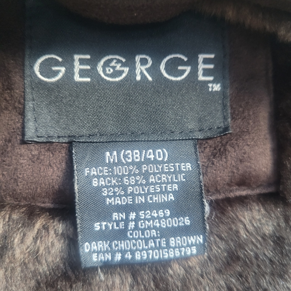 Like New Faux Suede George Jacket Chocolate Brown Men's Size M - Picture 3 of 7